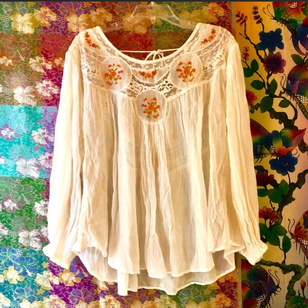🌺🎉HP🎉🌺 NWT Free People Secret Garden Lace Blouse - Picture 4 of 14